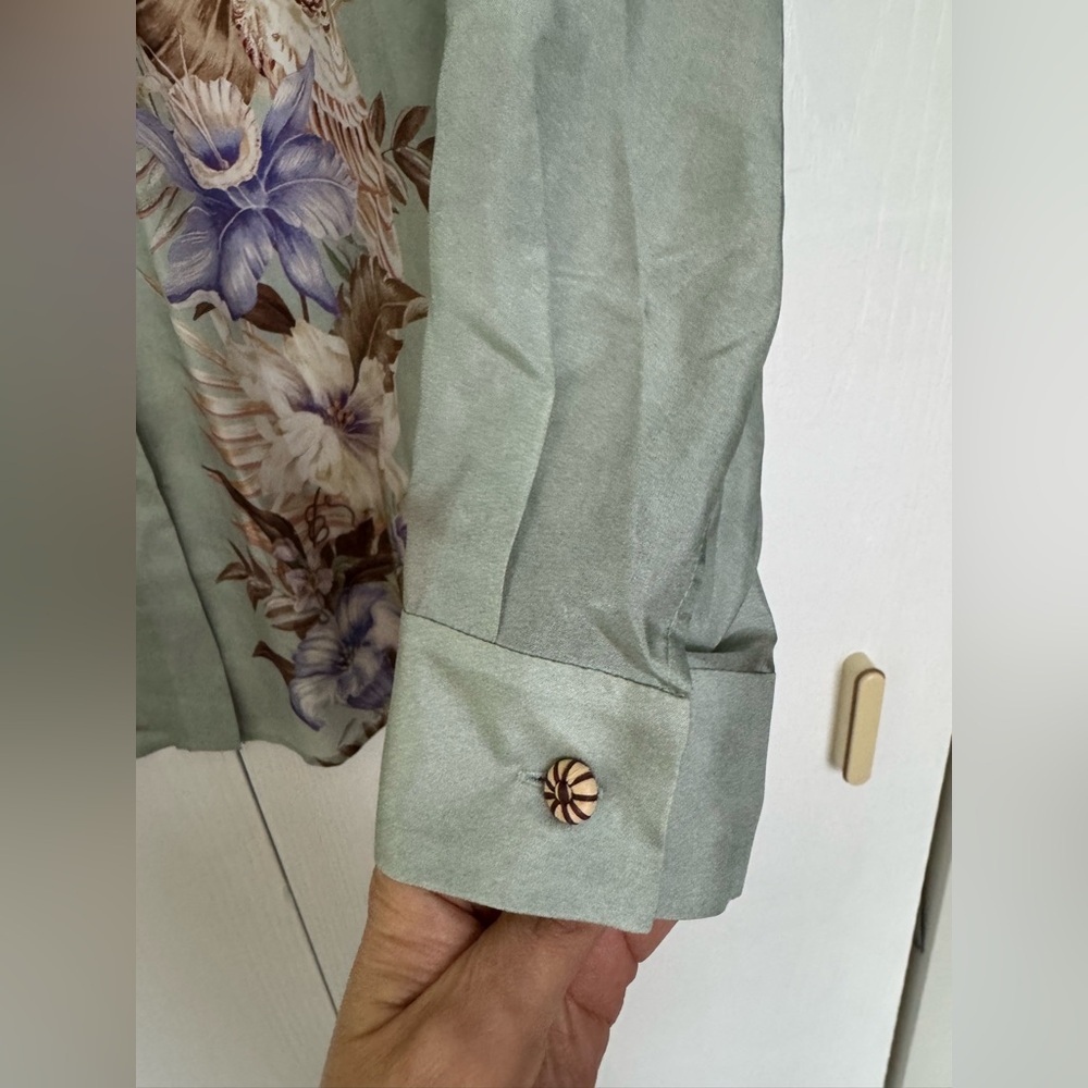Final Zimmermann Coco Floral Silk Relaxed-Fit Shirt & Trousers Set Sage AU2 US8 - Picture 6 of 16